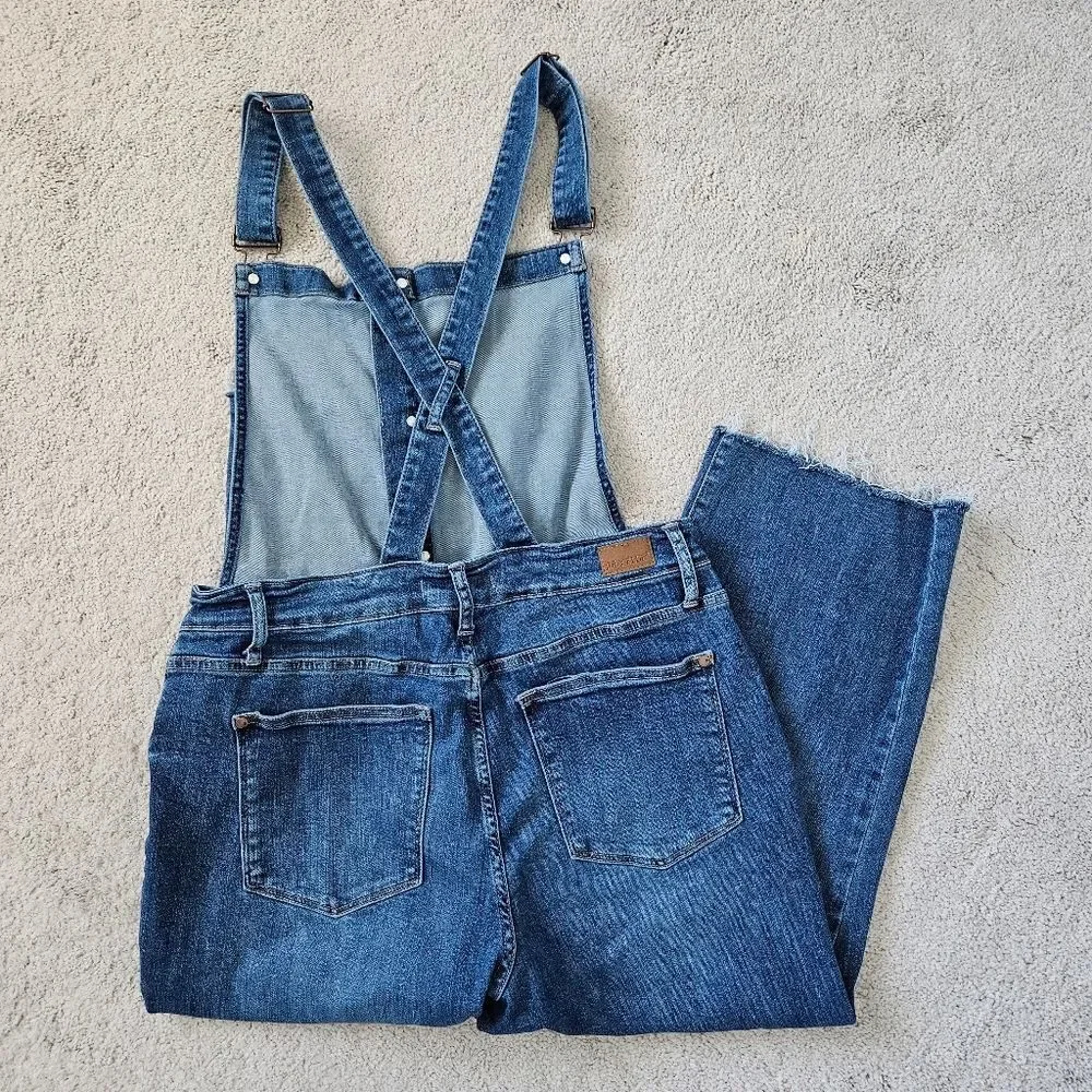 Judy Blue | Wide Leg Crop Denim Overalls Button Front, Womens 1XL - Picture 8 of 10